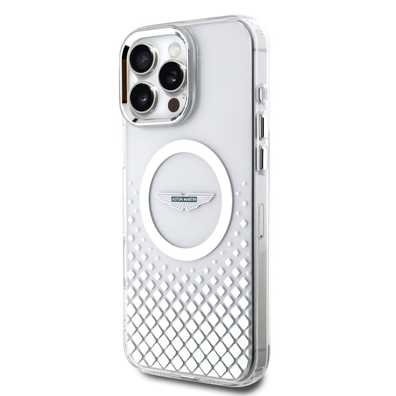 Aston Martin Aston Martin iPhone 16 Pro Backcover hoesje - Magsafe - IML Metal Gradient Squares - Transparant, foto 2 van 6