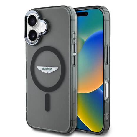 Aston Martin Aston Martin iPhone 16 Back cover case - Magsafe - IML Frosted Effect - Black Aston Martin Aston Martin iPhone 16 Back cover case - Magsafe - IML Frosted Effect - Black