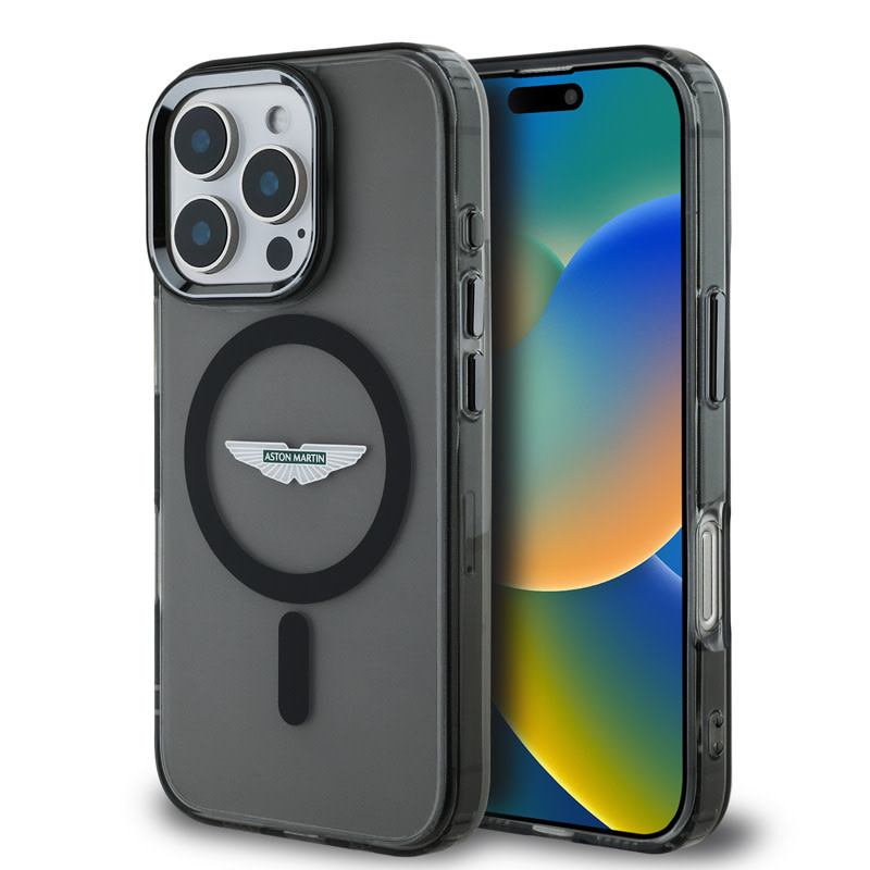 Aston Martin Aston Martin iPhone 16 Pro Max Backcover hoesje - Magsafe - IML Frosted Effect - Zwart