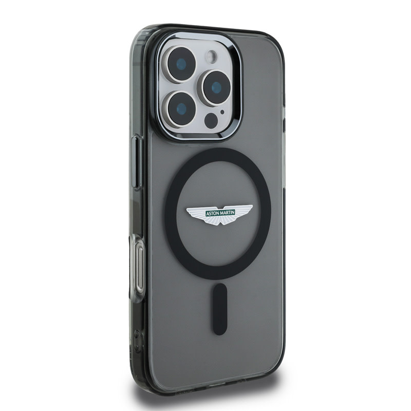 Aston Martin Aston Martin iPhone 16 Pro Max Backcover hoesje - Magsafe - IML Frosted Effect - Zwart, foto 4 van 6