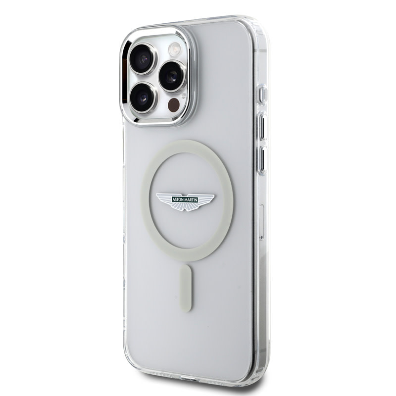 Aston Martin Aston Martin iPhone 16 Pro Max Backcover hoesje - Magsafe - IML Frosted Effect - Transparant, foto 2 van 6