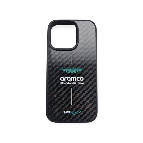 Aston Martin Aston Martin iPhone 16 Pro Max Back-Cover hul - Carbon ARM24 Logo - Grün Aston Martin Aston Martin iPhone 16 Pro Max Back-Cover hul - Carbon ARM24 Logo - Grün