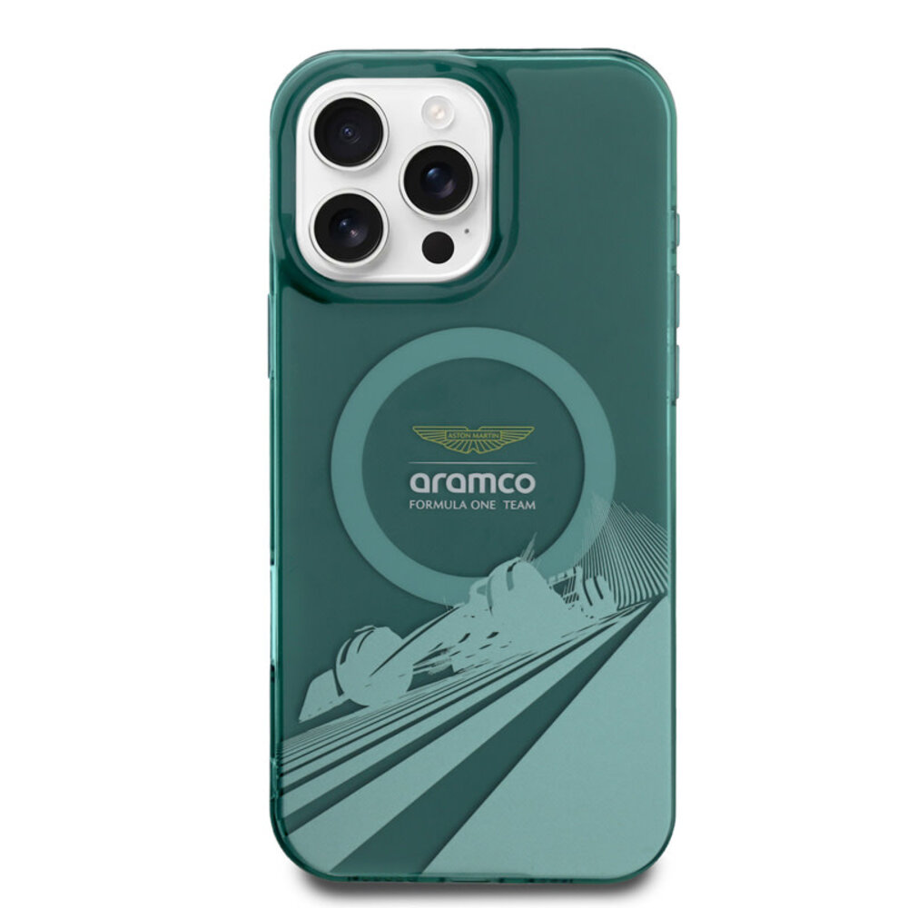 Aston Martin Aston Martin iPhone 16 Pro Backcover hoesje - Magsafe - IML F1 Car - Groen Aston Martin Aston Martin iPhone 16 Pro Backcover hoesje - Magsafe - IML F1 Car - Groen