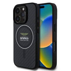 Aston Martin iPhone 16 Pro Max Back cover case - Magsafe - Carbon Circle - Silver