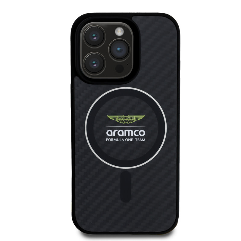 Aston Martin Aston Martin iPhone 16 Pro Max Backcover hoesje - Magsafe - Carbon Circle - Zilver, foto 3 van 6