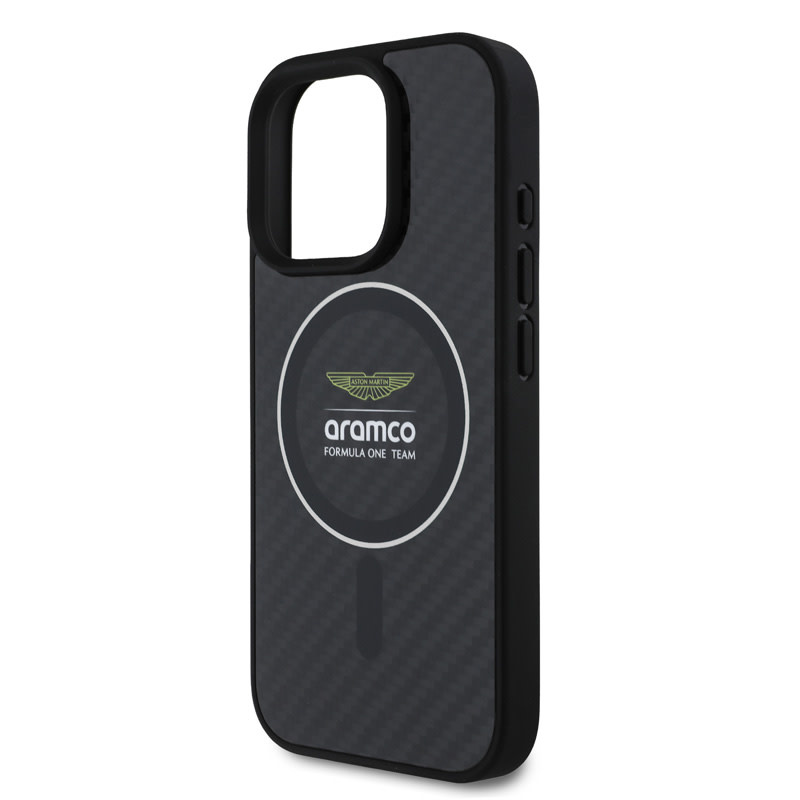Aston Martin Aston Martin iPhone 16 Pro Max Backcover hoesje - Magsafe - Carbon Circle - Zilver, foto 5 van 6