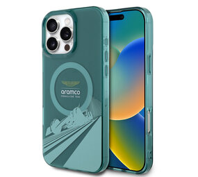 Aston Martin Aston Martin iPhone 16 Pro Max Backcover hoesje - Magsafe - IML F1 Car - Groen Aston Martin Aston Martin iPhone 16 Pro Max Backcover hoesje - Magsafe - IML F1 Car - Groen