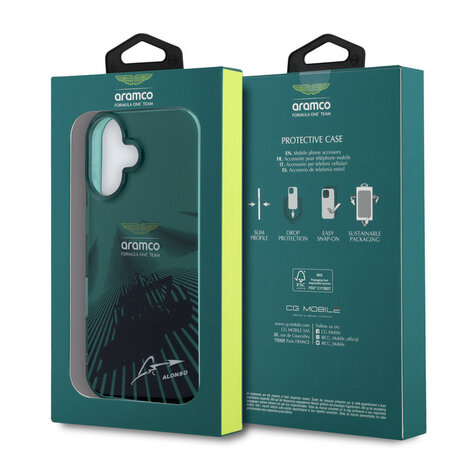 Aston Martin Aston Martin iPhone 16 Backcover hoesje - IML F1 Car - Alonso Signature - Groen Aston Martin Aston Martin iPhone 16 Backcover hoesje - IML F1 Car - Alonso Signature - Groen