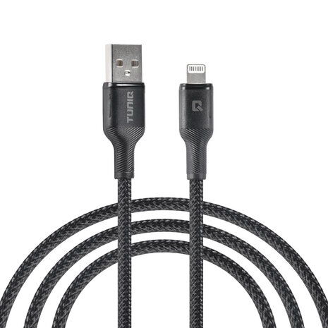 TUNIQ TUNIQ Lightning USB Kabel 100cm snellader dataoverdracht - Zwart TUNIQ TUNIQ Lightning USB Kabel 100cm snellader dataoverdracht - Zwart