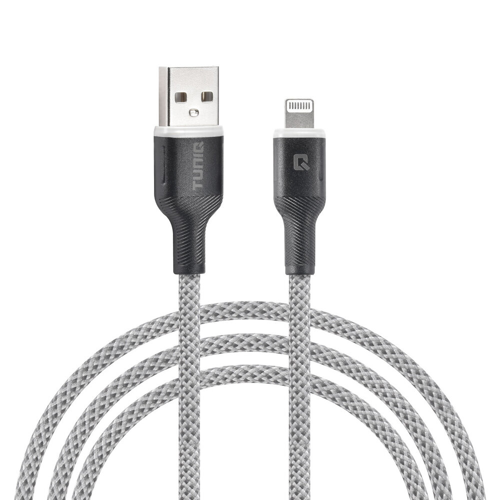 TUNIQ TUNIQ quick charger data transfer Grey Lightning USB Cable 100cm - Nylon TUNIQ TUNIQ quick charger data transfer Grey Lightning USB Cable 100cm - Nylon