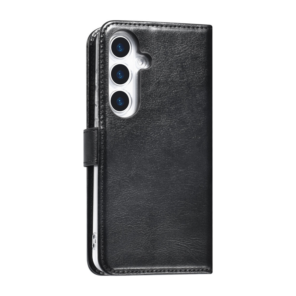 TUNIQ TUNIQ Galaxy S25 Book type case - Card holder for 3 cards - Magnetic closure - Black TUNIQ TUNIQ Galaxy S25 Book type case - Card holder for 3 cards - Magnetic closure - Black