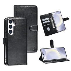 TUNIQ Galaxy S25 Plus Book type case - Card holder for 3 cards - Magnetic closure - Black