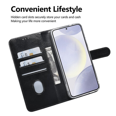 TUNIQ TUNIQ Galaxy S25 Plus Book type housse - Porte-cartes pour 3 cartes - Fermeture magnétique - Noir TUNIQ TUNIQ Galaxy S25 Plus Book type housse - Porte-cartes pour 3 cartes - Fermeture magnétique - Noir