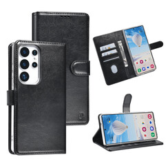 TUNIQ Galaxy S25 Ultra Book Case hoesje Pasjeshouder voor 3 pasjes - Hanger - Zwart