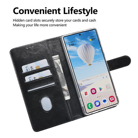 TUNIQ TUNIQ Galaxy S25 Ultra Book type case - Card holder for 3 cards - Magnetic closure - Black TUNIQ TUNIQ Galaxy S25 Ultra Book type case - Card holder for 3 cards - Magnetic closure - Black