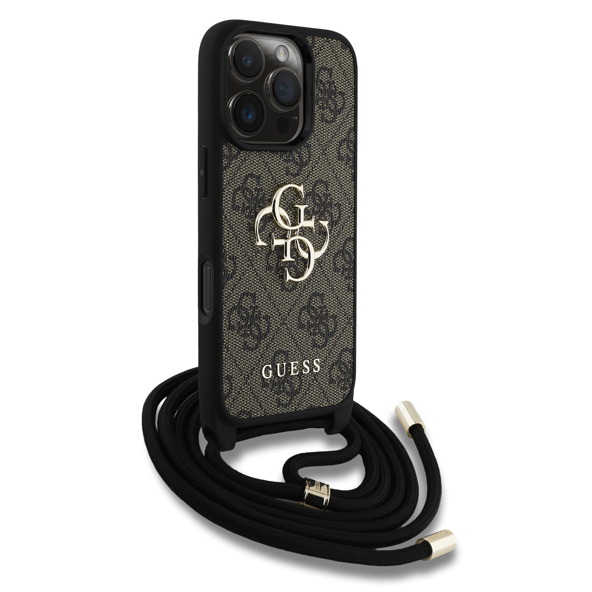 Guess Guess iPhone 16 Pro Backcover hoesje - Crossbody 4G Big Logo - Cord Strap - Bruin, foto 3 van 6