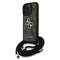 Guess Guess iPhone 16 Pro Max Back cover coque - Crossbody 4G Big Logo - Cord Strap - Marron