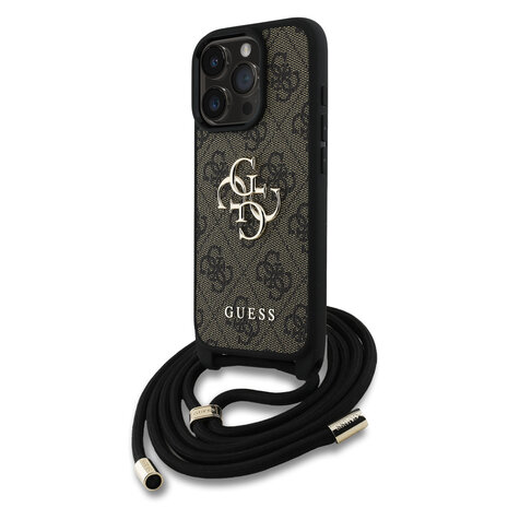 Guess Guess iPhone 16 Pro Max Back-Cover hul - Crossbody 4G Big Logo - Cord Strap - Braun Guess Guess iPhone 16 Pro Max Back-Cover hul - Crossbody 4G Big Logo - Cord Strap - Braun