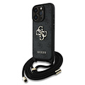 Guess Guess iPhone 16 Pro Max Back cover coque - Crossbody 4G Big Logo - Cord Strap - Noir