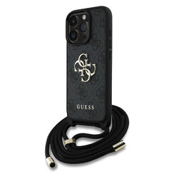 Guess iPhone 16 Pro Max Back cover case - Crossbody 4G Big Logo - Cord Strap - Black