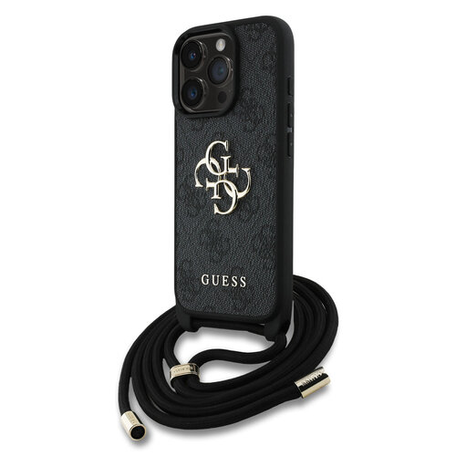 Guess Guess iPhone 16 Pro Max Back cover case - Crossbody 4G Big Logo - Cord Strap - Black