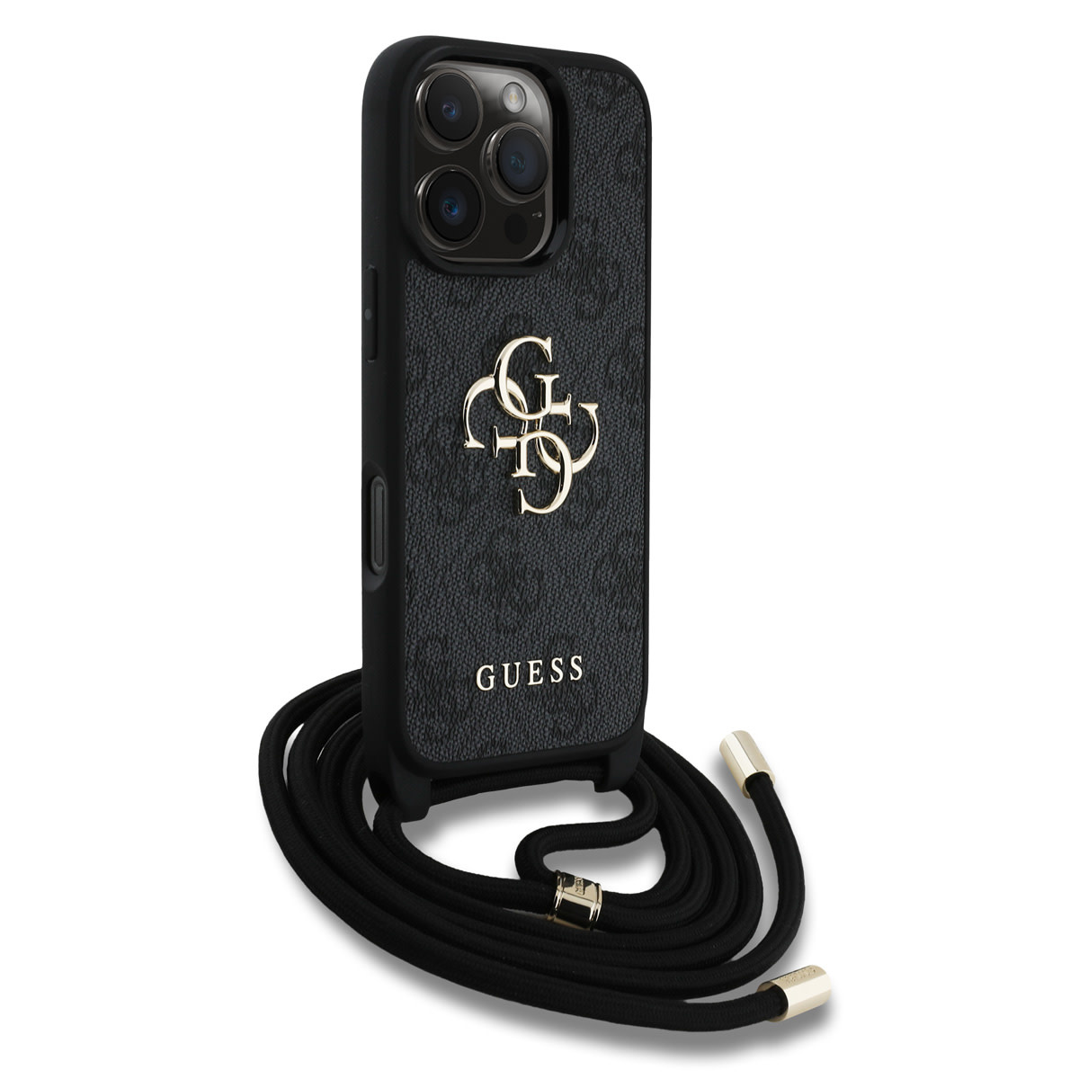 Guess Guess iPhone 16 Pro Max Backcover hoesje - Crossbody 4G Big Logo - Cord Strap - Zwart, foto 3 van 6