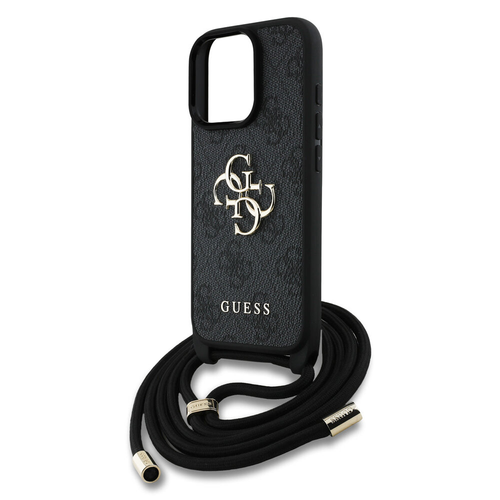 Guess Guess iPhone 16 Pro Max Back cover case - Crossbody 4G Big Logo - Cord Strap - Black Guess Guess iPhone 16 Pro Max Back cover case - Crossbody 4G Big Logo - Cord Strap - Black