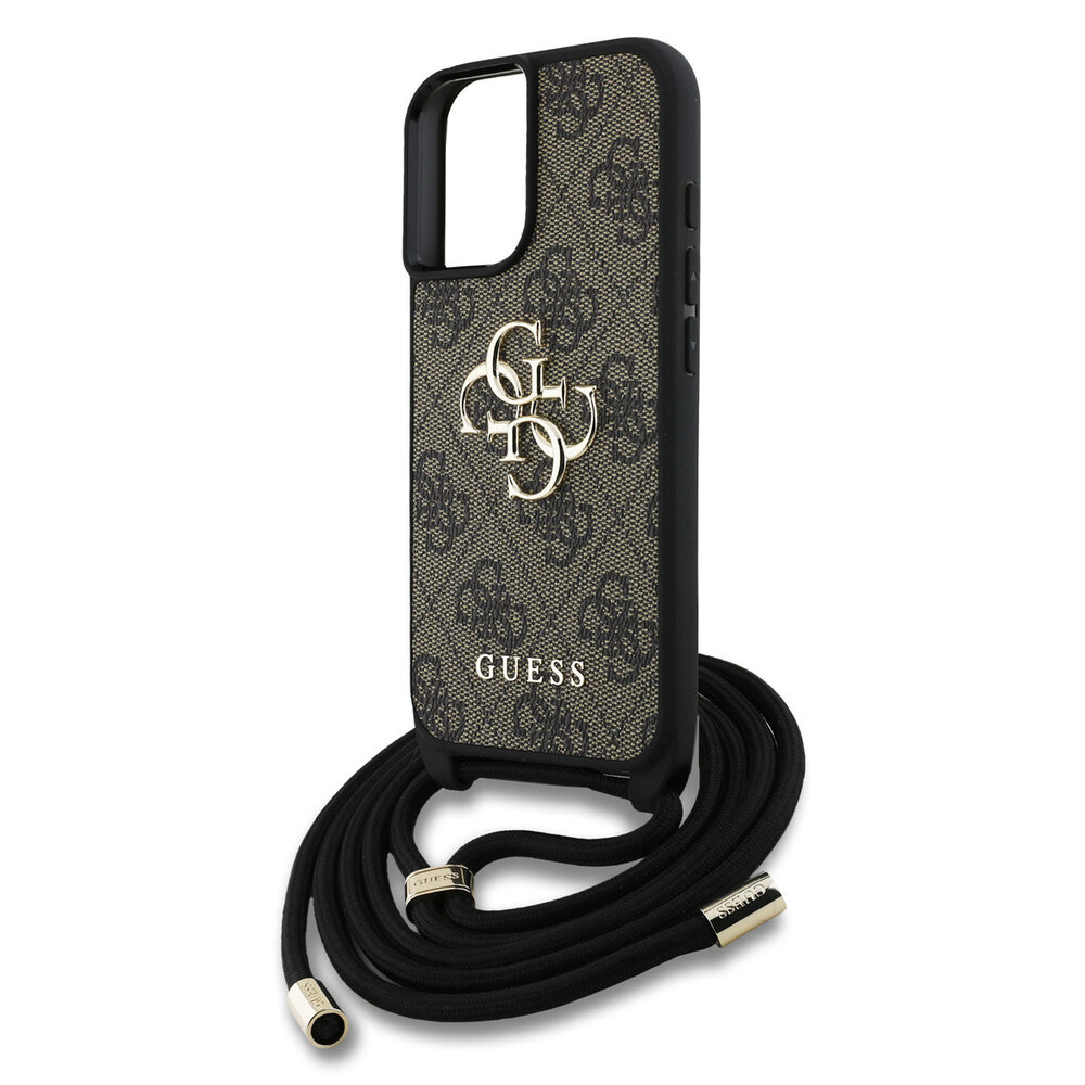 Guess Guess iPhone 16 Back-Cover hul - Crossbody 4G Big Logo - Cord Strap - Braun Guess Guess iPhone 16 Back-Cover hul - Crossbody 4G Big Logo - Cord Strap - Braun