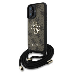 Guess iPhone 16 Back cover case - Crossbody 4G Big Logo - Cord Strap - Brown