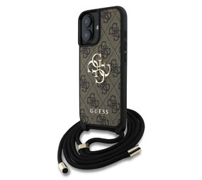 Guess Guess iPhone 16 Back-Cover hul - Crossbody 4G Big Logo - Cord Strap - Braun Guess Guess iPhone 16 Back-Cover hul - Crossbody 4G Big Logo - Cord Strap - Braun