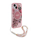 Guess Guess iPhone 15 Back cover coque Magsafe IML Glitter with pearls strap - Rose Guess Guess iPhone 15 Back cover coque Magsafe IML Glitter with pearls strap - Rose