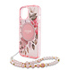 Guess Guess iPhone 15 Back cover coque Magsafe IML Glitter with pearls strap - Rose Guess Guess iPhone 15 Back cover coque Magsafe IML Glitter with pearls strap - Rose