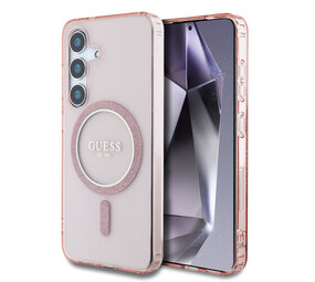 Guess Guess Galaxy S25 Back-Cover hul - Magnetic IML Glitter Circle - Magsafe - Rosa Guess Guess Galaxy S25 Back-Cover hul - Magnetic IML Glitter Circle - Magsafe - Rosa