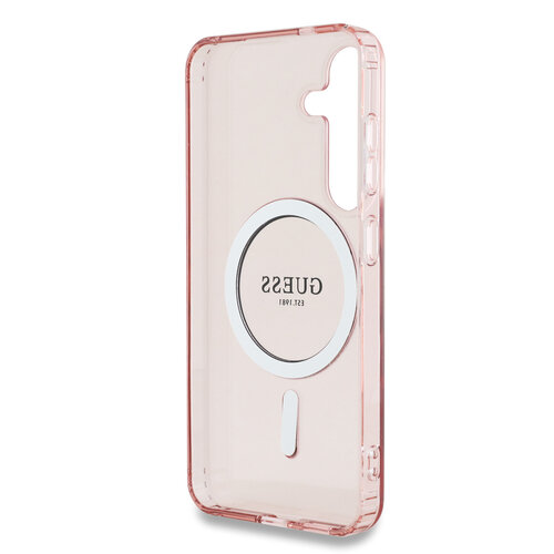 Guess Guess Galaxy S25 Back cover coque - Magnetic IML Glitter Circle - Magsafe - Rose