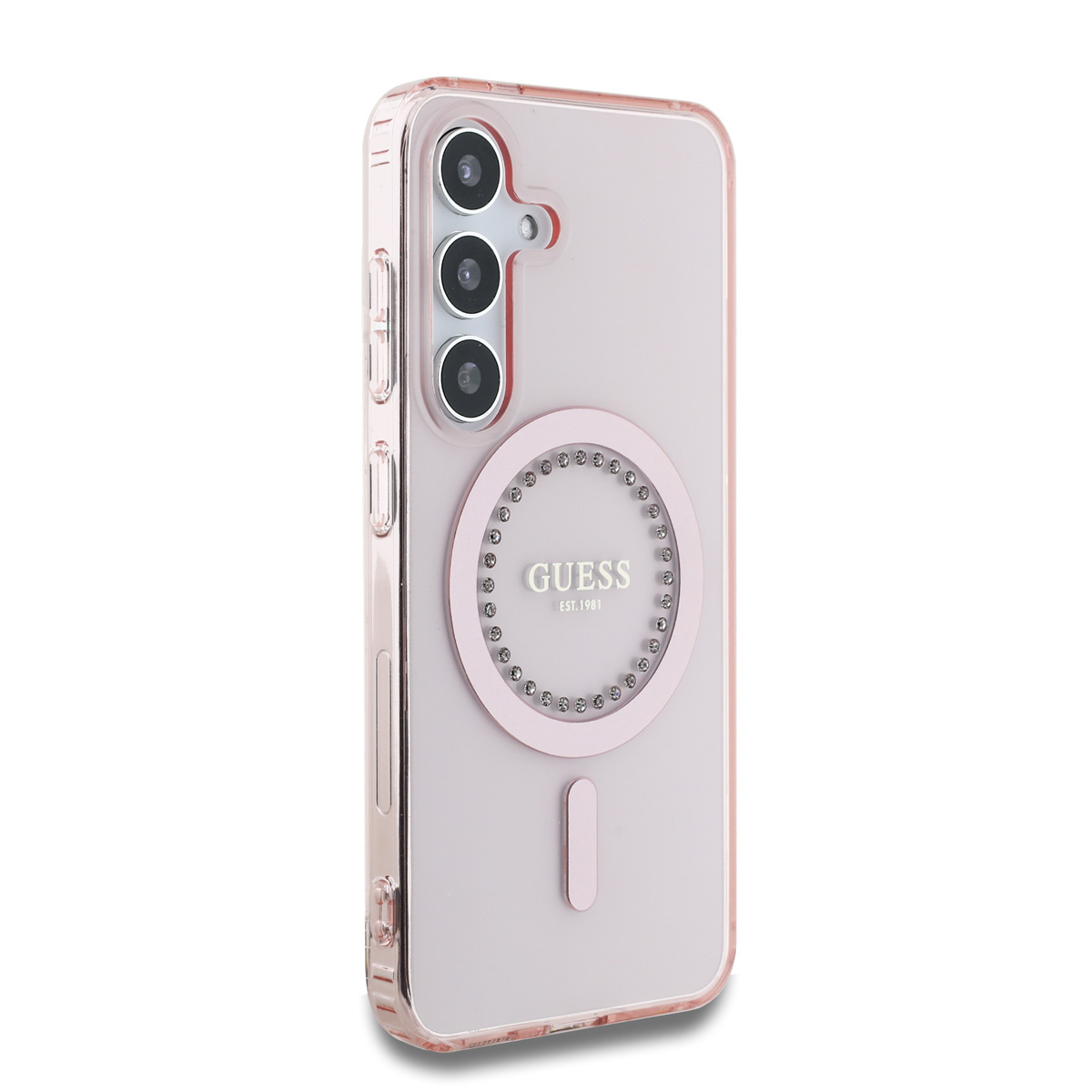 Guess Guess Galaxy S25 Backcover hoesje - Rhinestones Printed Classic Logo - MagSafe - Roze, foto 4 van 6