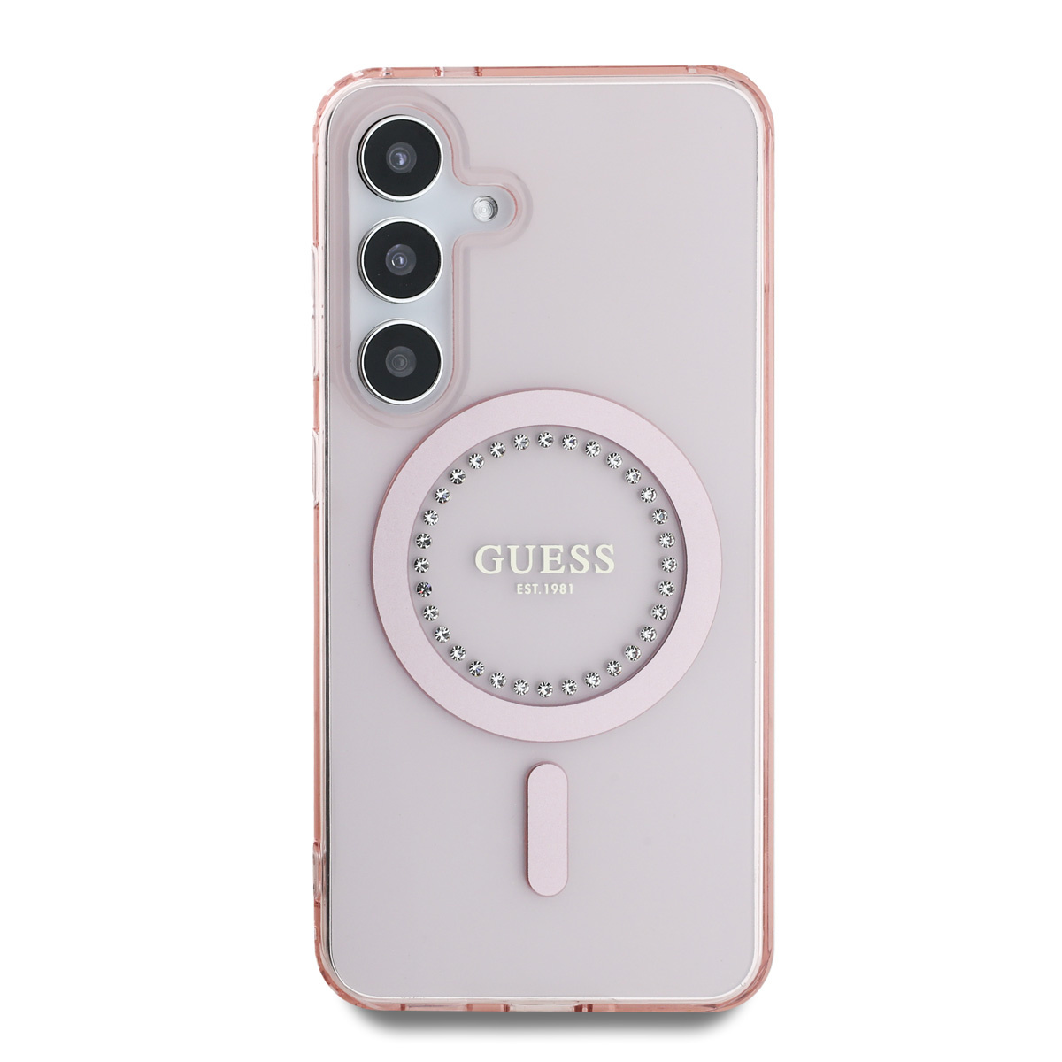 Guess Guess Galaxy S25 Backcover hoesje - Rhinestones Printed Classic Logo - MagSafe - Roze, foto 3 van 6