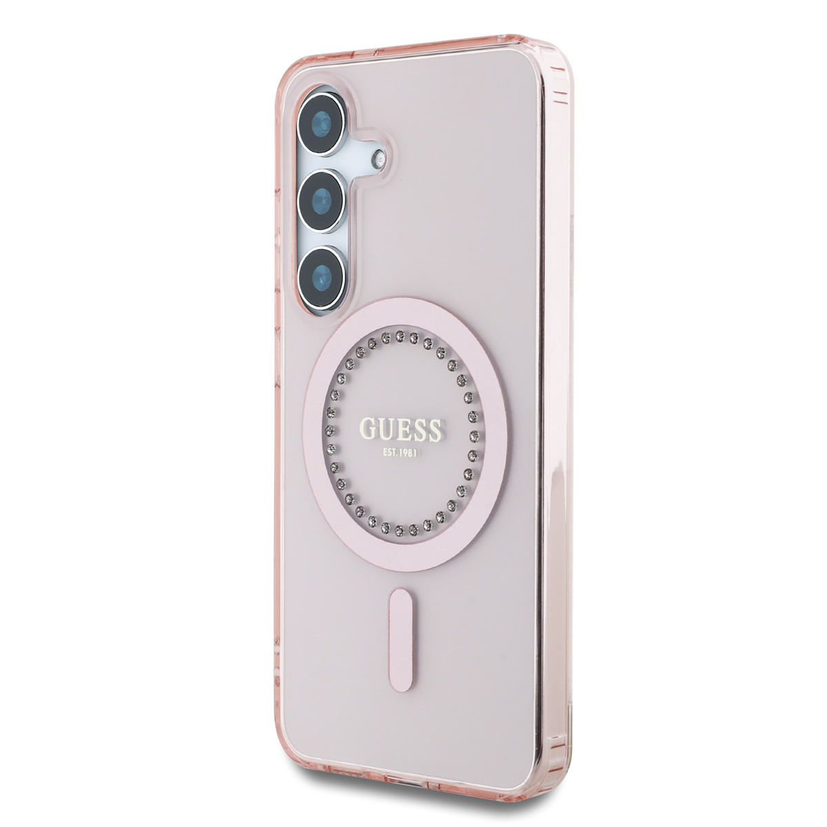 Guess Guess Galaxy S25 Backcover hoesje - Rhinestones Printed Classic Logo - MagSafe - Roze, foto 2 van 6