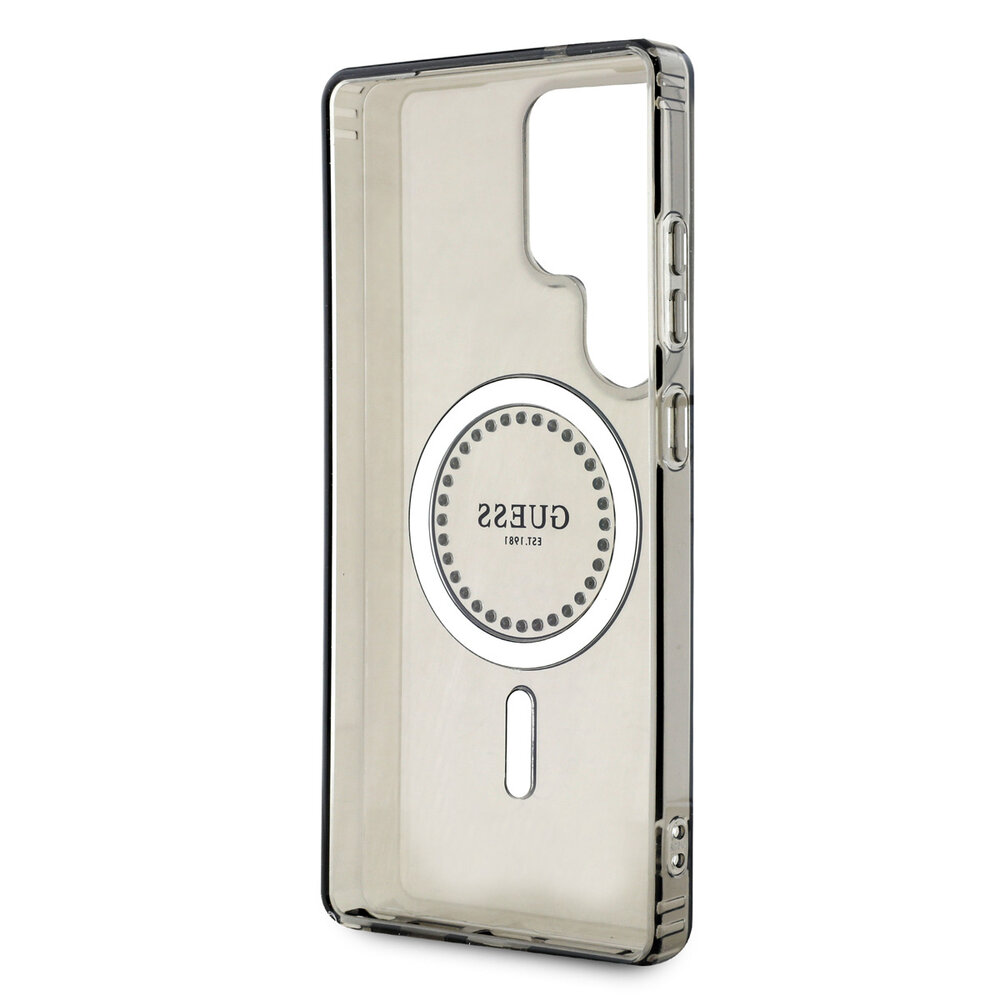 Guess Guess Galaxy S25 Ultra Backcover hoesje - Rhinestones Printed Classic Logo - MagSafe - Zwart Guess Guess Galaxy S25 Ultra Backcover hoesje - Rhinestones Printed Classic Logo - MagSafe - Zwart