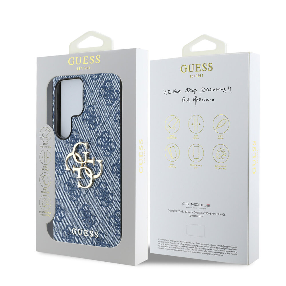 Guess Guess Galaxy S25 Ultra Back-Cover hul - 4G PU Big Logo - Blau Guess Guess Galaxy S25 Ultra Back-Cover hul - 4G PU Big Logo - Blau