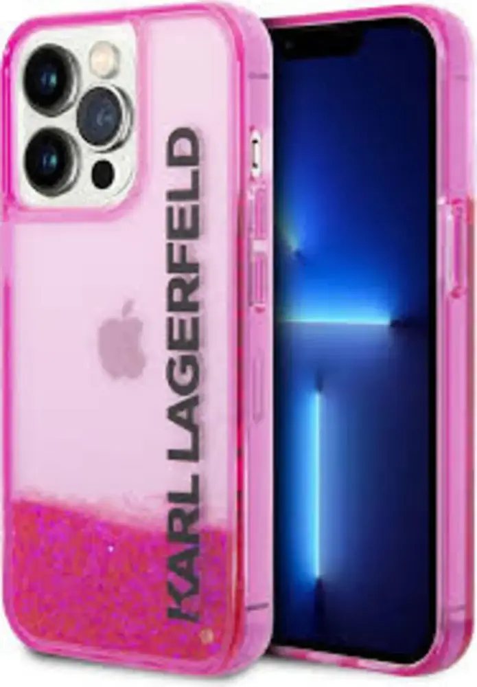 Karl Lagerfeld Karl Lagerfeld iPhone 14 Pro Backcover hoesje - Liquid Glitter - Roze Karl Lagerfeld Karl Lagerfeld iPhone 14 Pro Backcover hoesje - Liquid Glitter - Roze