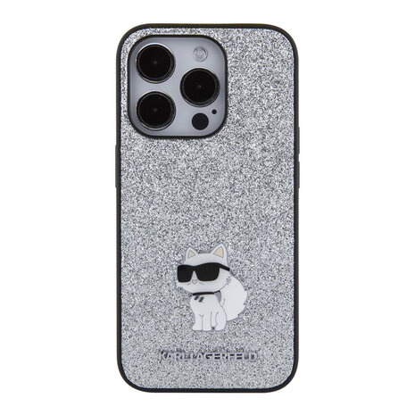 Karl Lagerfeld Karl Lagerfeld iPhone 15 Pro Back cover case - Fixed Glitter - Ikonik K Logo - Silver Karl Lagerfeld Karl Lagerfeld iPhone 15 Pro Back cover case - Fixed Glitter - Ikonik K Logo - Silver