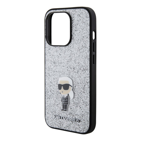 Karl Lagerfeld Karl Lagerfeld iPhone 15 Pro Backcover hoesje - Fixed Glitter - Ikonik K Logo - Zilver Karl Lagerfeld Karl Lagerfeld iPhone 15 Pro Backcover hoesje - Fixed Glitter - Ikonik K Logo - Zilver