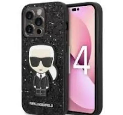Karl Lagerfeld Karl Lagerfeld iPhone 14 Pro Back-Cover hul - Glitter - Karl - Schwarz Karl Lagerfeld Karl Lagerfeld iPhone 14 Pro Back-Cover hul - Glitter - Karl - Schwarz