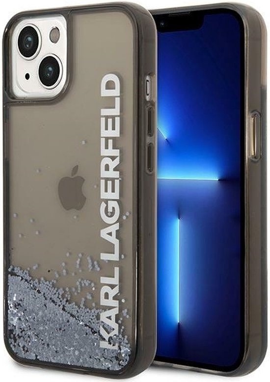 Karl Lagerfeld Karl Lagerfeld iPhone 14 Plus Backcover hoesje - Liquid Glitter - Zwart, foto 5 van 6