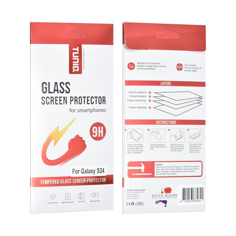 TUNIQ Box of 10 - TUNIQ Galaxy S24 Protecteur D'écran Tempered glass - Transparent TUNIQ Box of 10 - TUNIQ Galaxy S24 Protecteur D'écran Tempered glass - Transparent