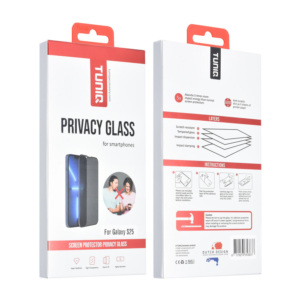 TUNIQ box of 10 - TUNIQ Galaxy S25 Screen Protector - Privacy Glass - Black TUNIQ box of 10 - TUNIQ Galaxy S25 Screen Protector - Privacy Glass - Black