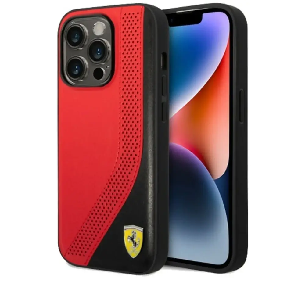 Ferrari Ferrari iPhone 14 Pro Back cover case - Pu Perforated - Red Ferrari Ferrari iPhone 14 Pro Back cover case - Pu Perforated - Red
