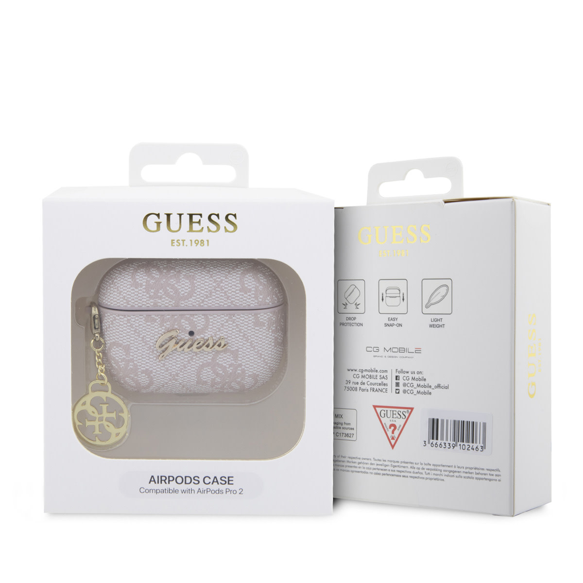 Guess Guess AirPods Pro & Pro 2 Case - 4G - Heart Charm - Roze, foto 4 van 4