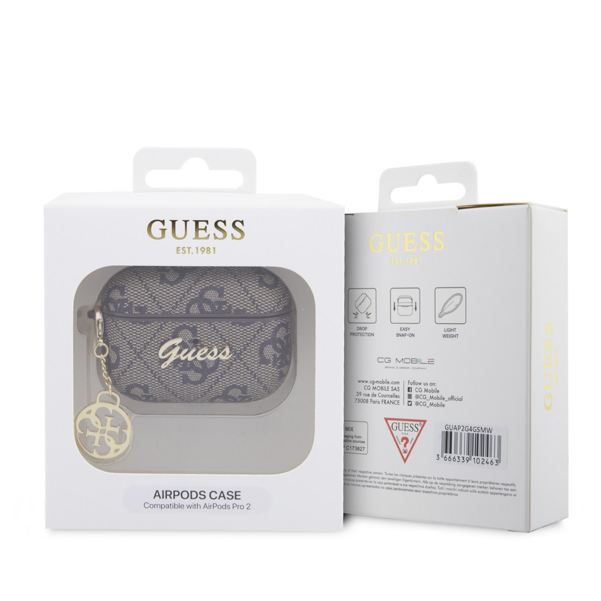 Guess Guess AirPods Pro & Pro 2 Case - 4G - Heart Charm - Bruin, foto 4 van 4