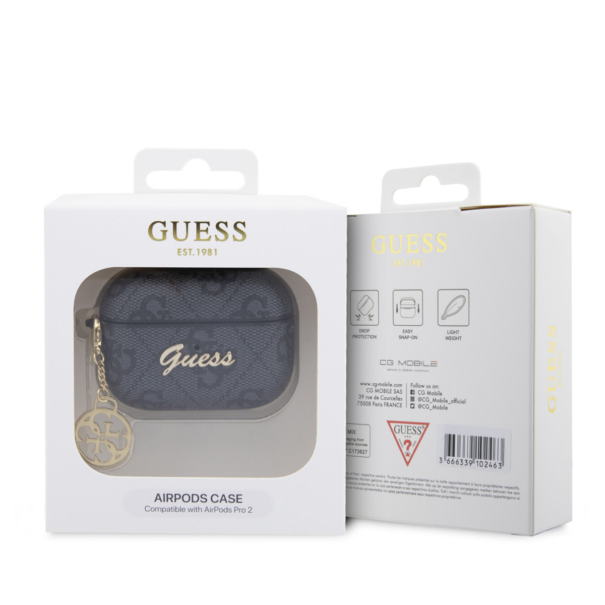Guess Guess AirPods Pro & Pro 2 Case - 4G - Heart Charm - Zwart, foto 4 van 4